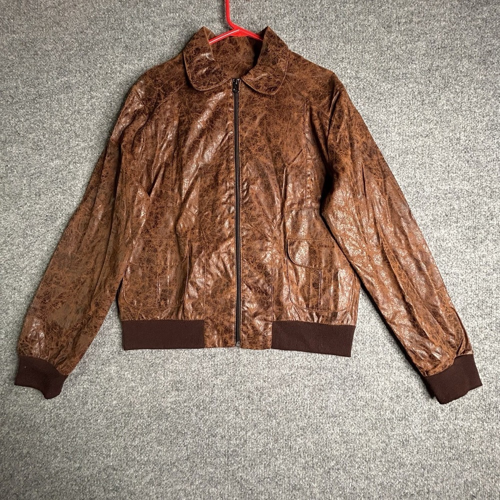 Charades Brown Distressed Leather Jacket Adult‎ Size Medium